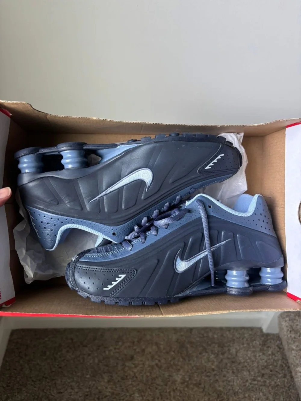 Navy Blue Nike Shox R4